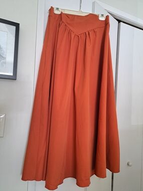 Women's Rust Orange Maxi Skirt with Soft Gathered Waist